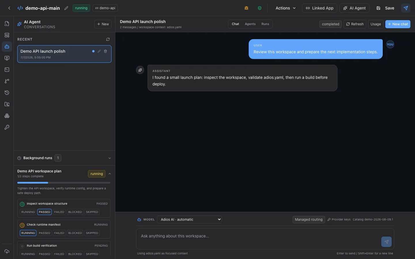 Adios.dev - AI Workspace gallery image