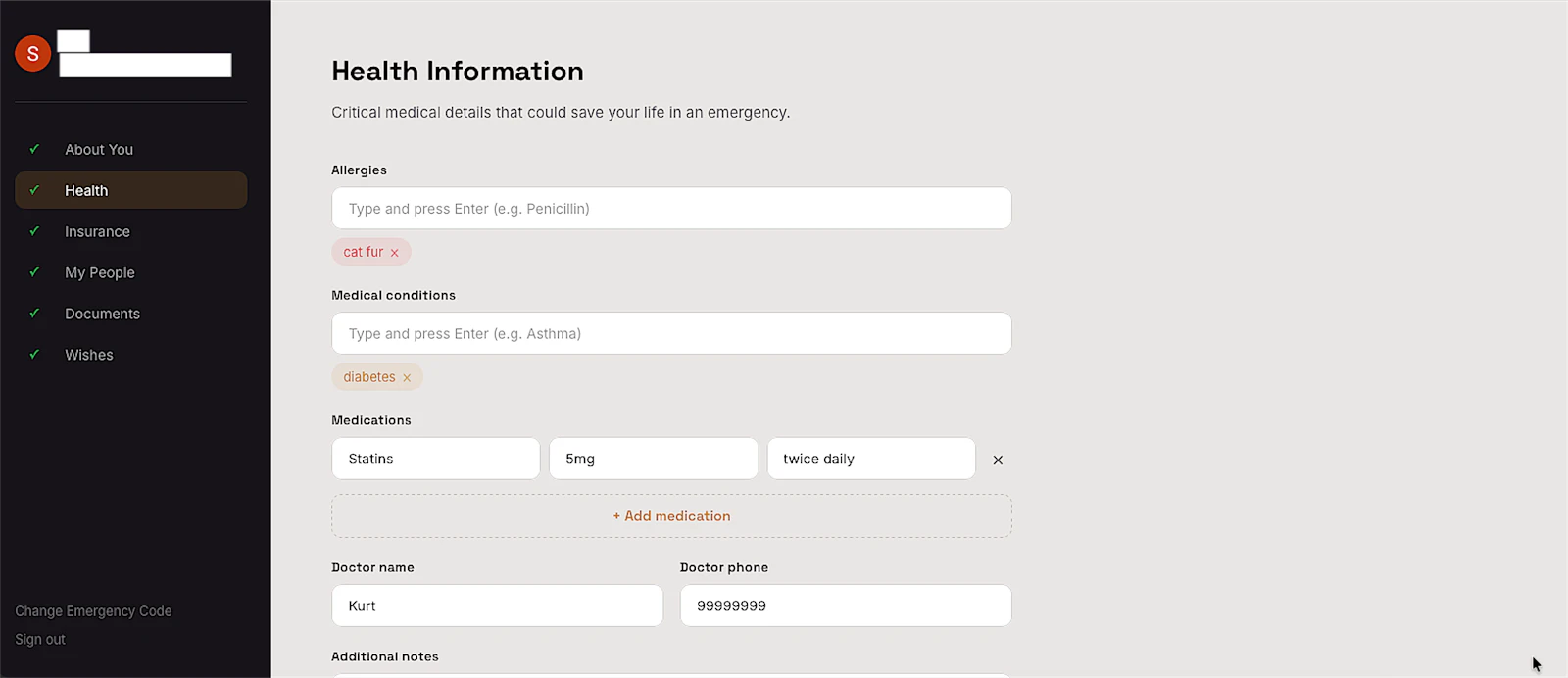 InCaseOf screenshot 4