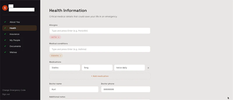InCaseOf screenshot 4