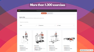 Exercícios guiados visualmente: Explore mais de 1300+ opções abrangentes de treinamento.