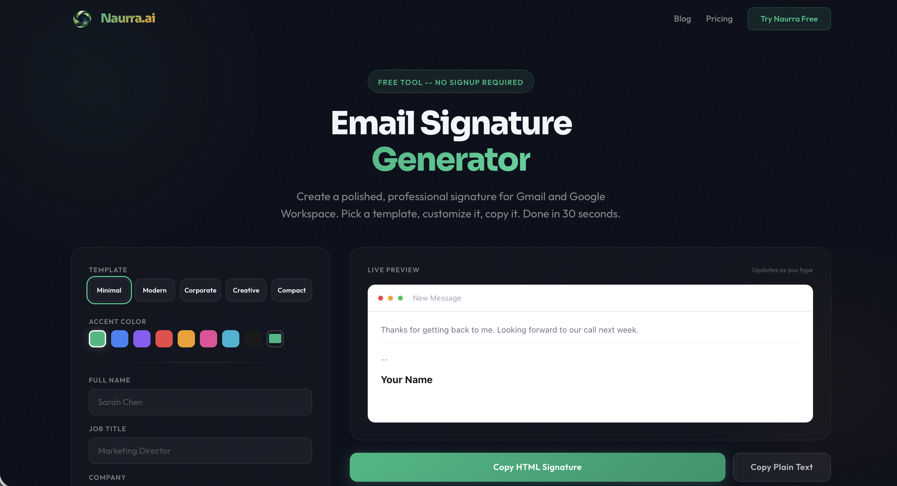 Naurra.ai Email Signature Generator gallery image