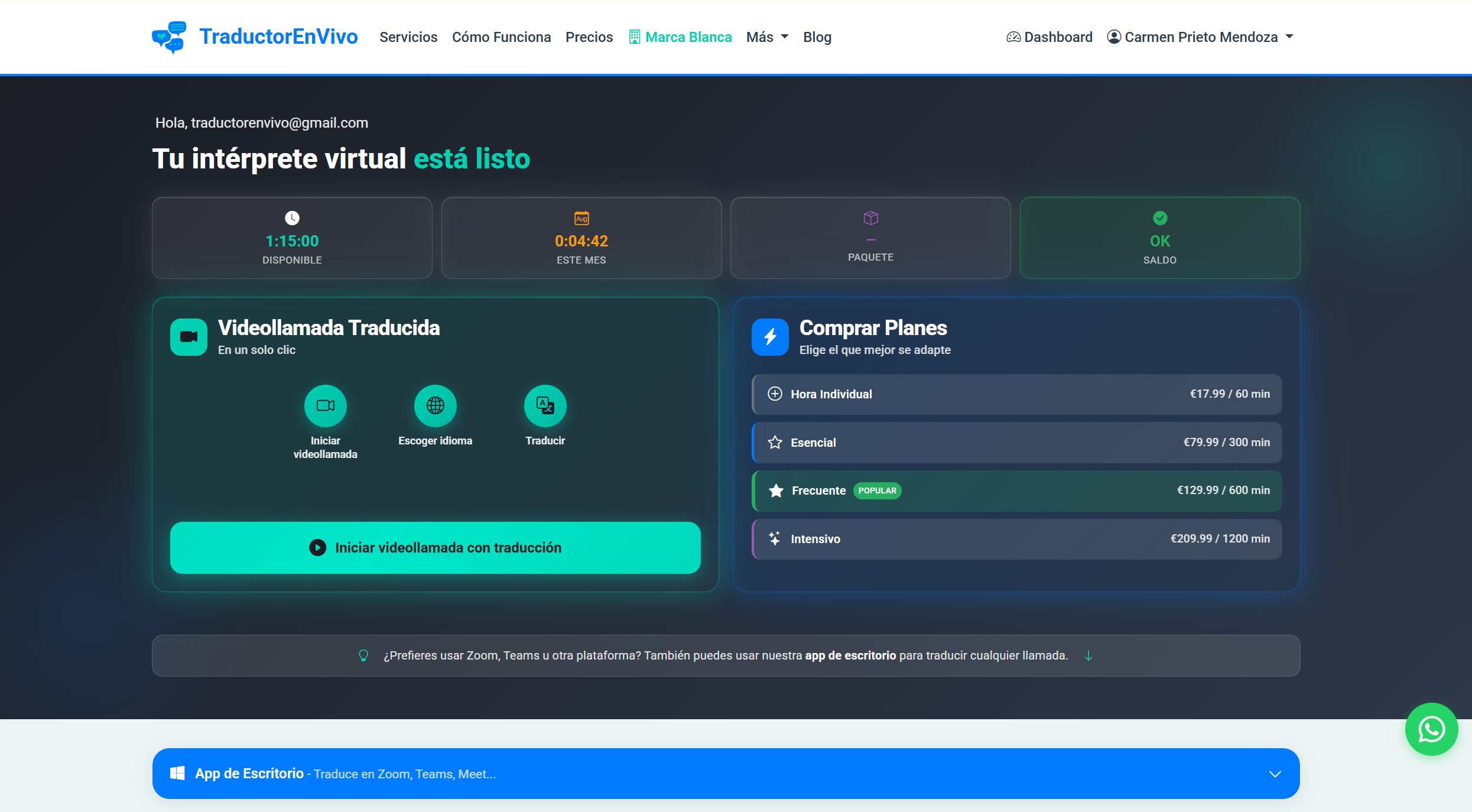 TraductorEnVivo - Screenshot 2 showing product features and functionality