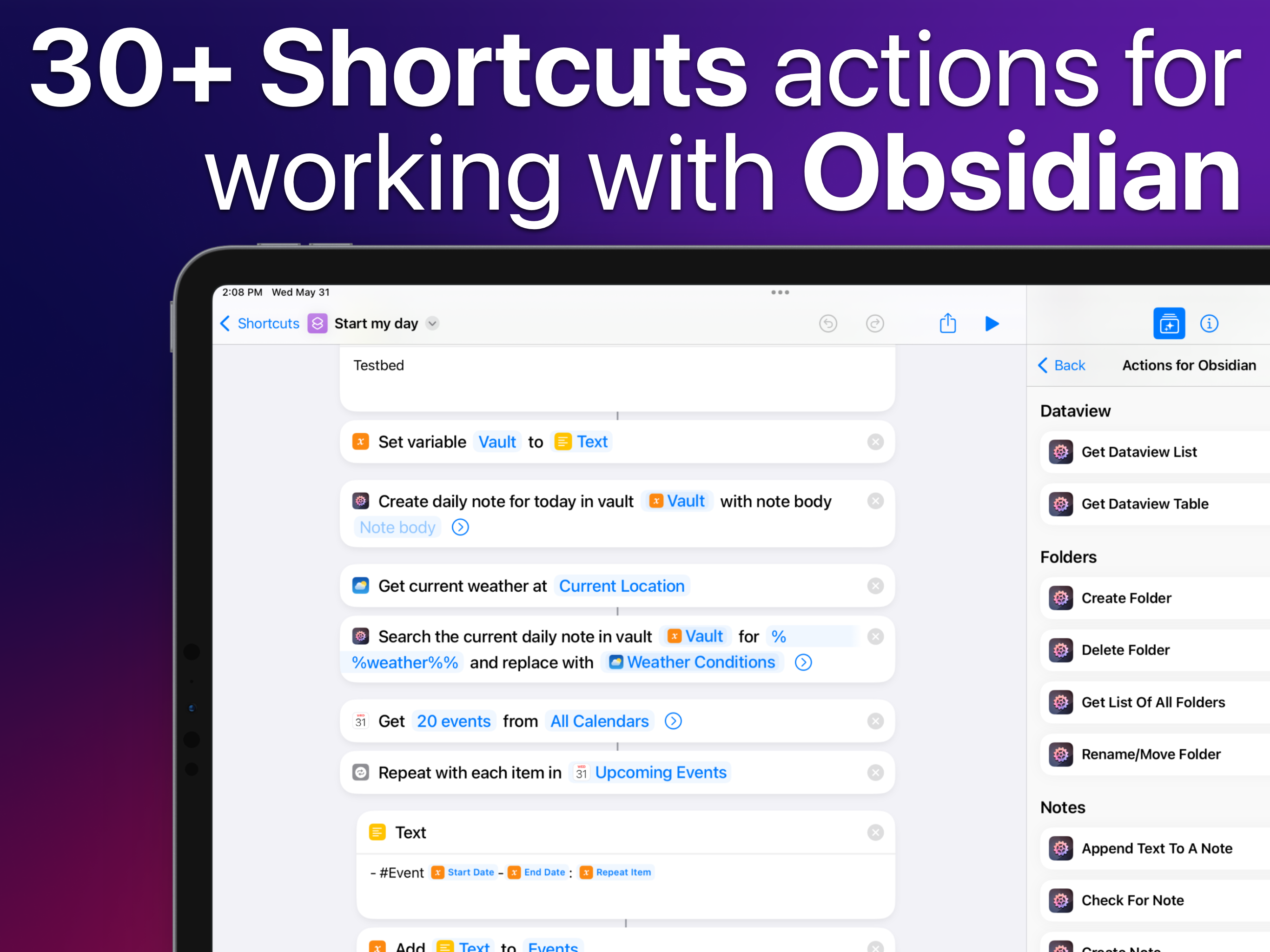 Actions for Obsidian gallery image
