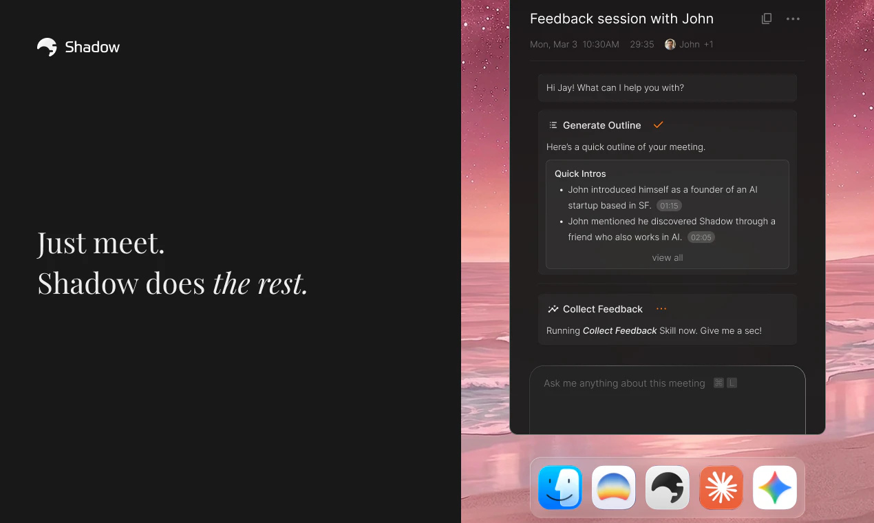 Shadow dashboard view