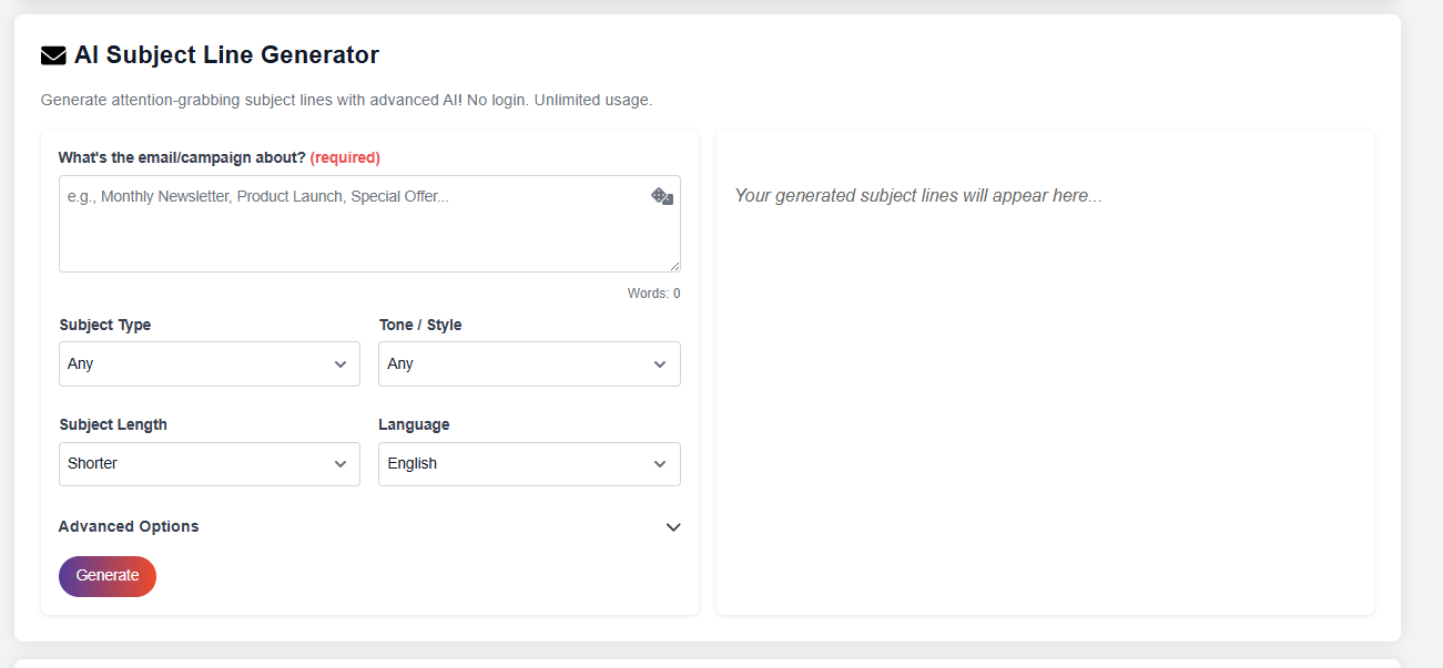 AI Subject Line Generator gallery image