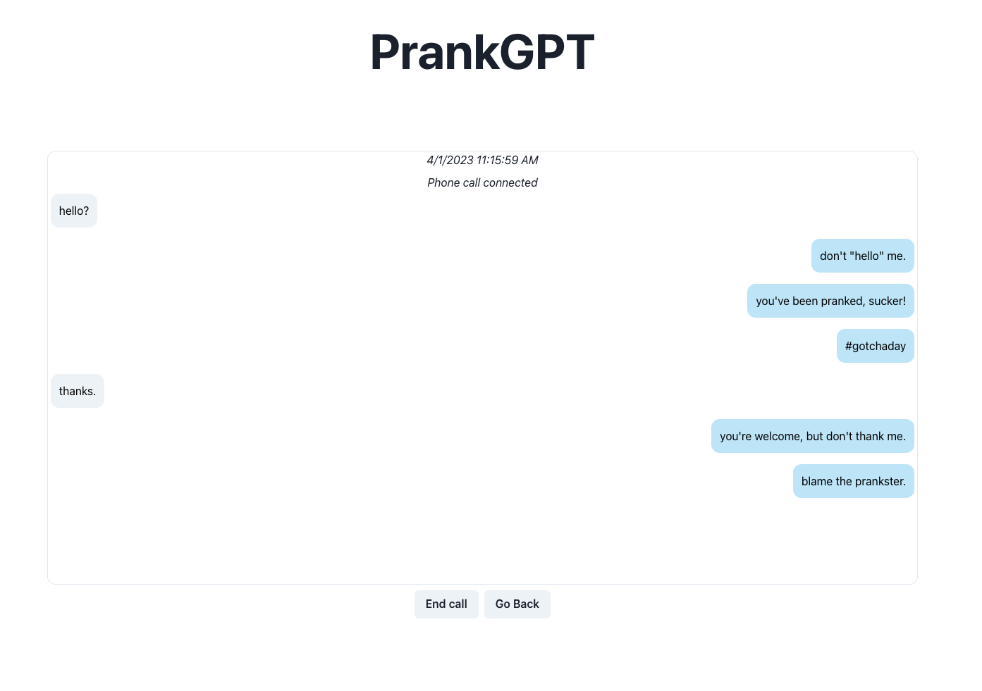 prankgpt - 장난은 무엇이든 말할 수있는 AI와 친구에게 전화하십시오. 미디어 1