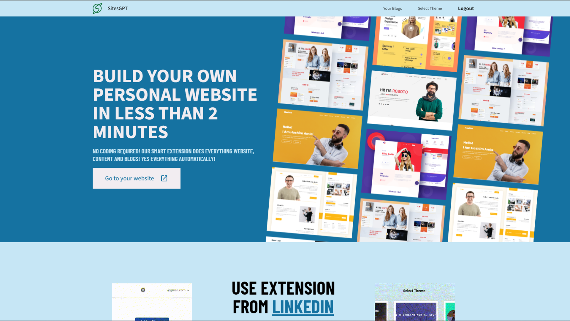 startuptile sitesGPT - beta-Build Your Own Personal Website in Less Than 2 Minutes