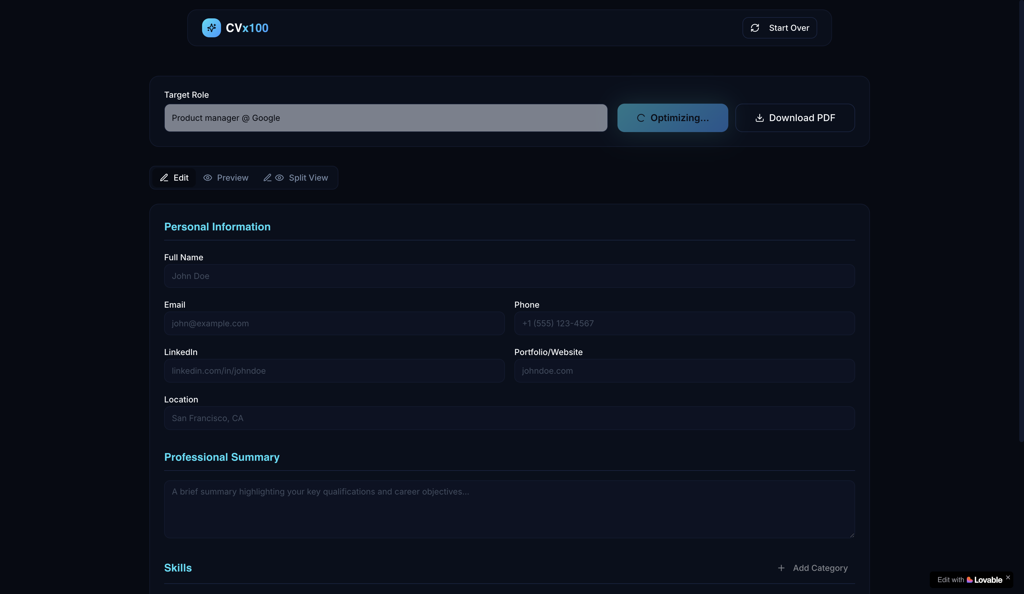 CVx100 - Screenshot 4 showing product features and functionality
