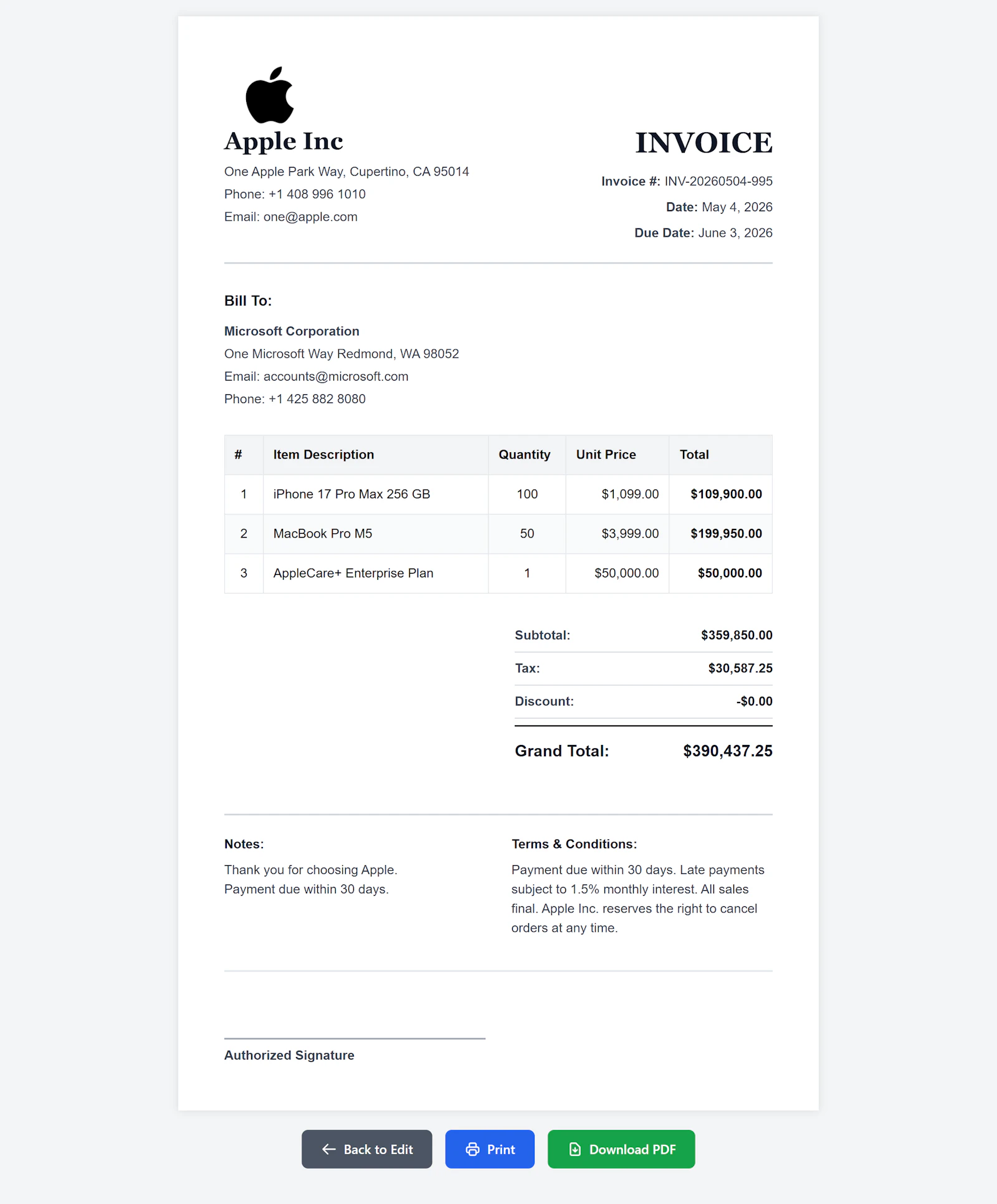 Unique Invoice Generator screenshot 3