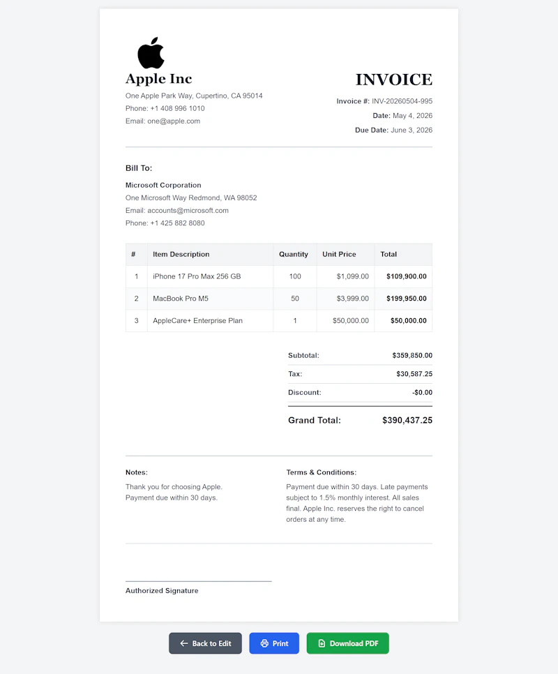 Unique Invoice Generator screenshot 3