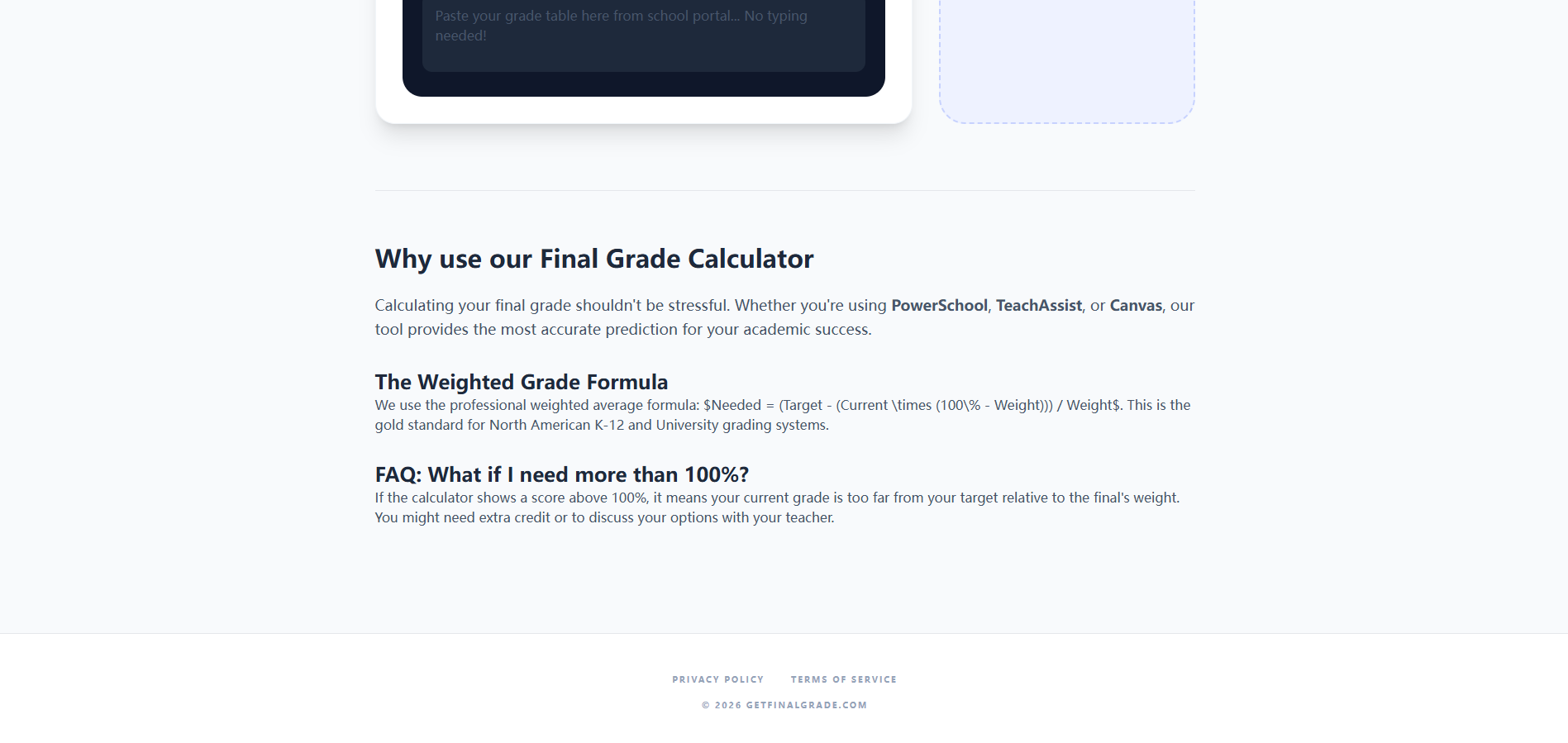 getfinalgrade.com - Screenshot 2 showing product features and functionality