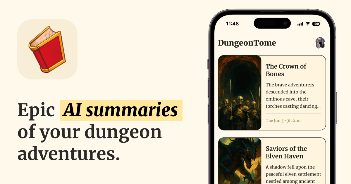 Media Dungeontome - Ringkasan Epic AI mengenai sesi D & D anda 1