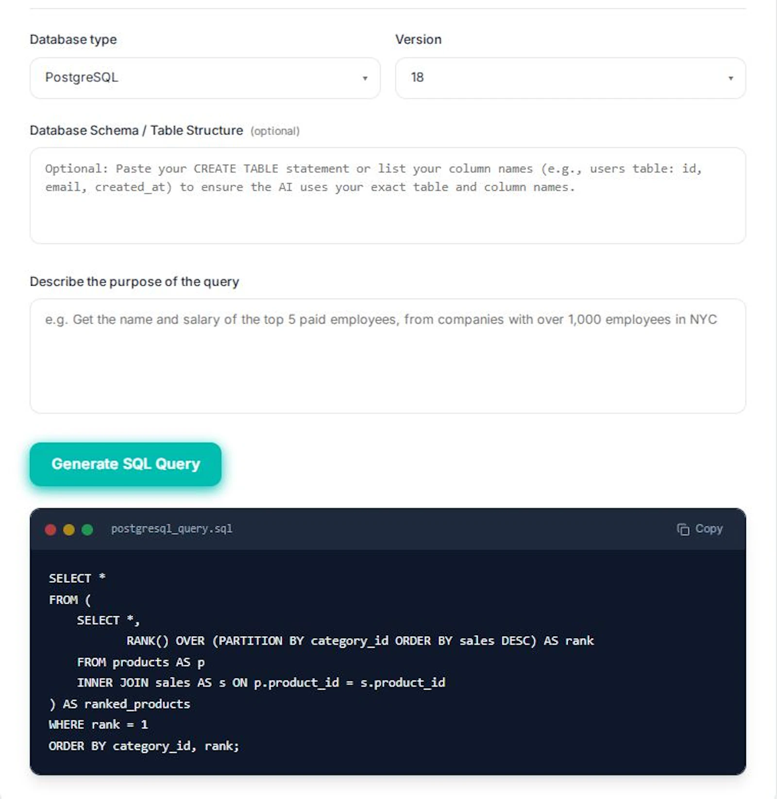 SQLGen screenshot 2