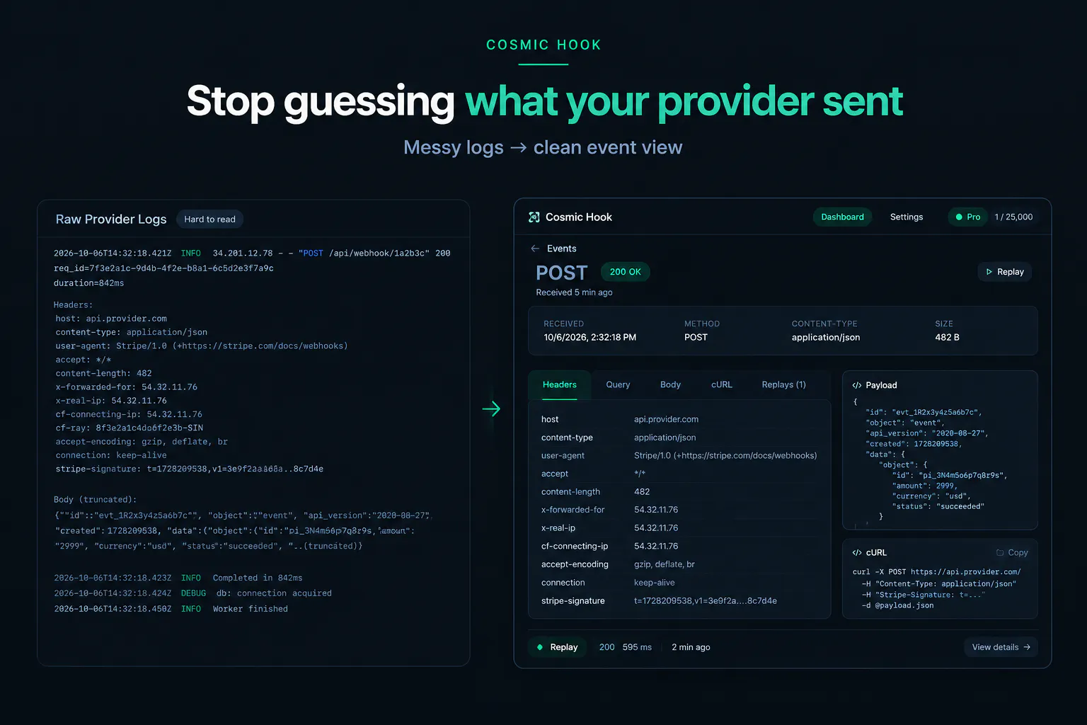Cosmic Hook — Webhook inspector & replay gallery image