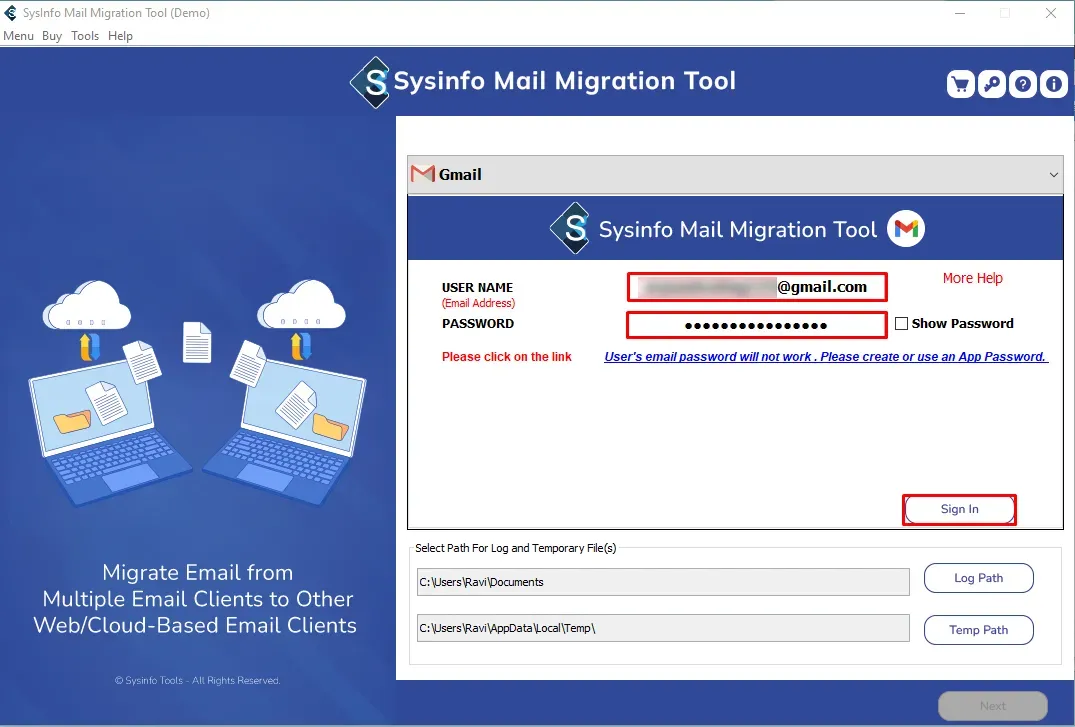 Herramienta de migración de correo de Sysinfo media 9
