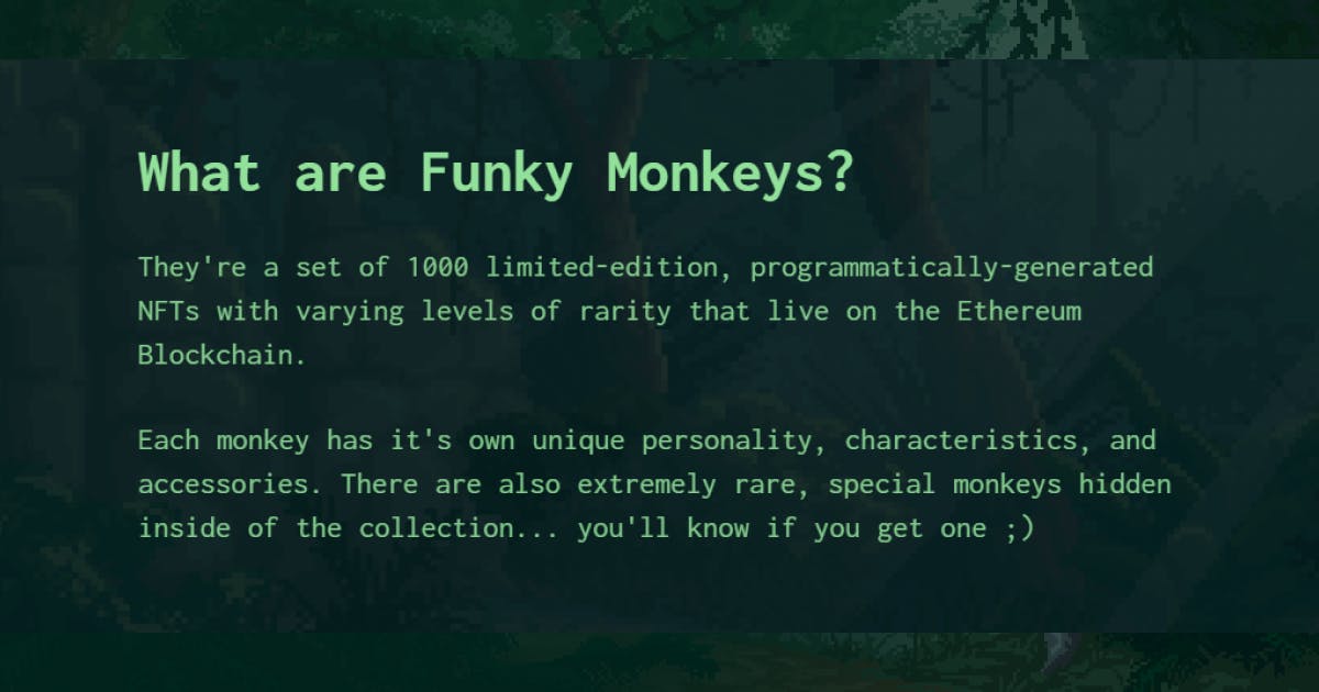 Funky Monkey NFTs - 1,000 limited-edition monkey NFTs that help save