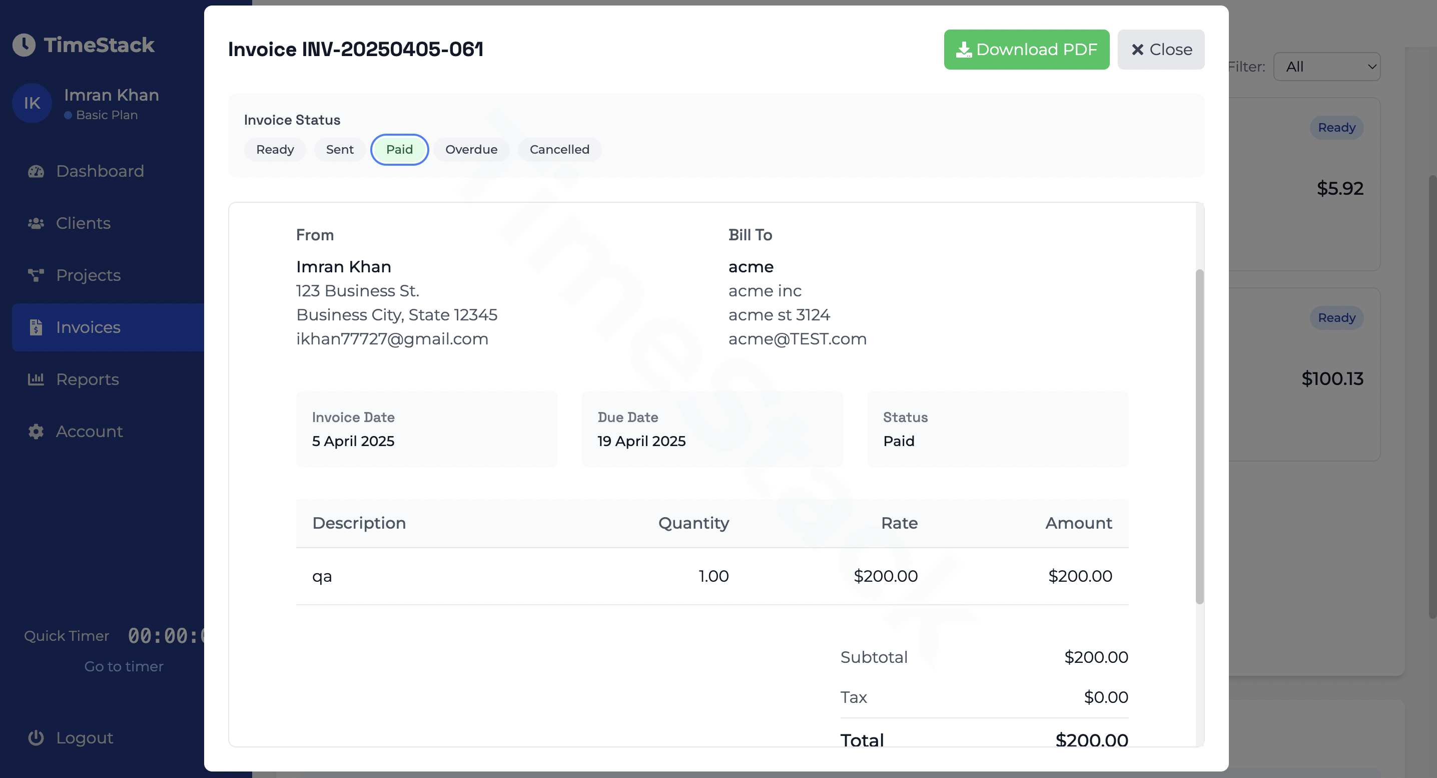 Timestack - Facturen en tijd volgen - Eenvoudige tijd volgen en factureren voor freelancers media 3