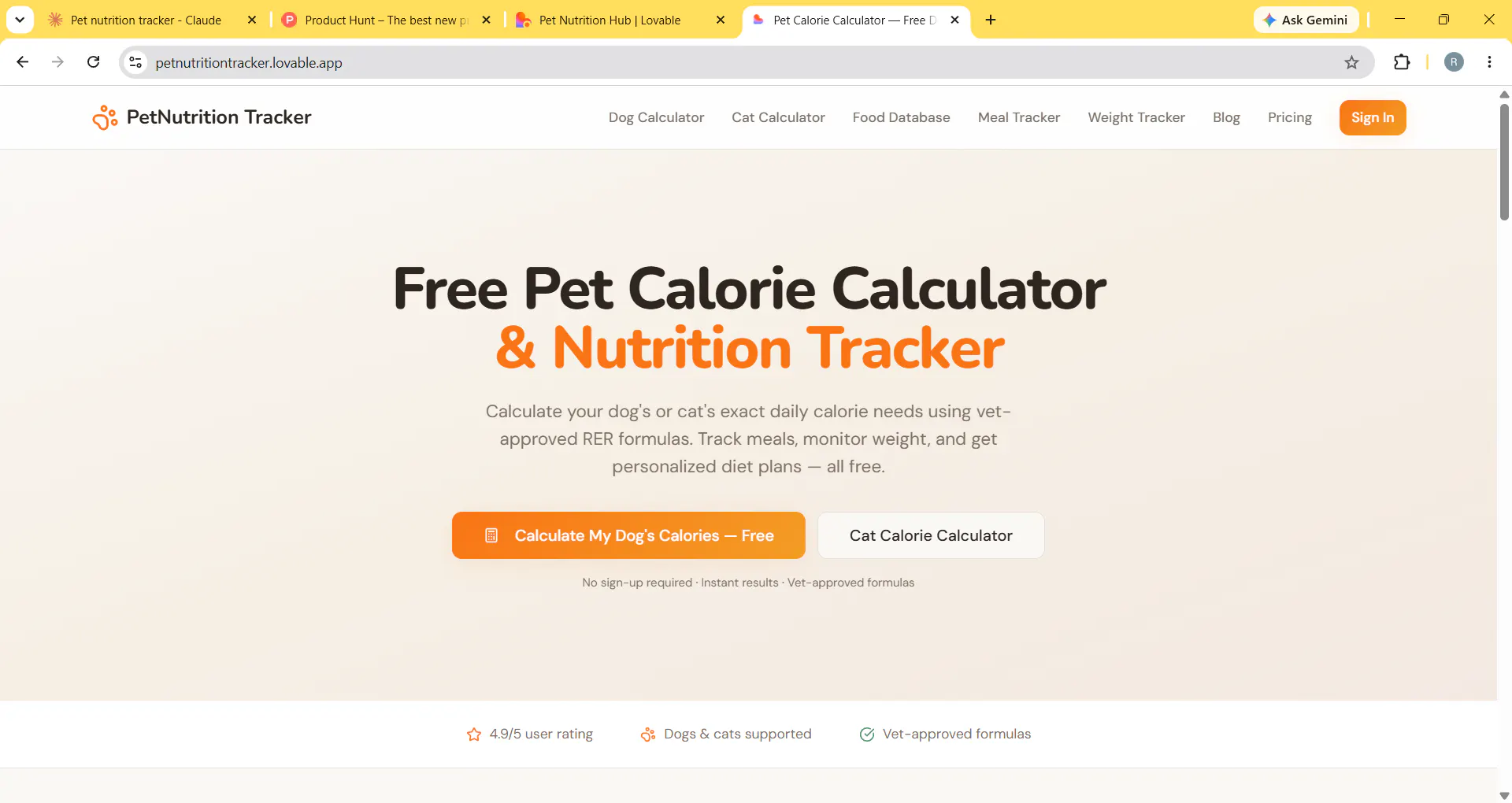 Pet Calorie Calculator gallery image