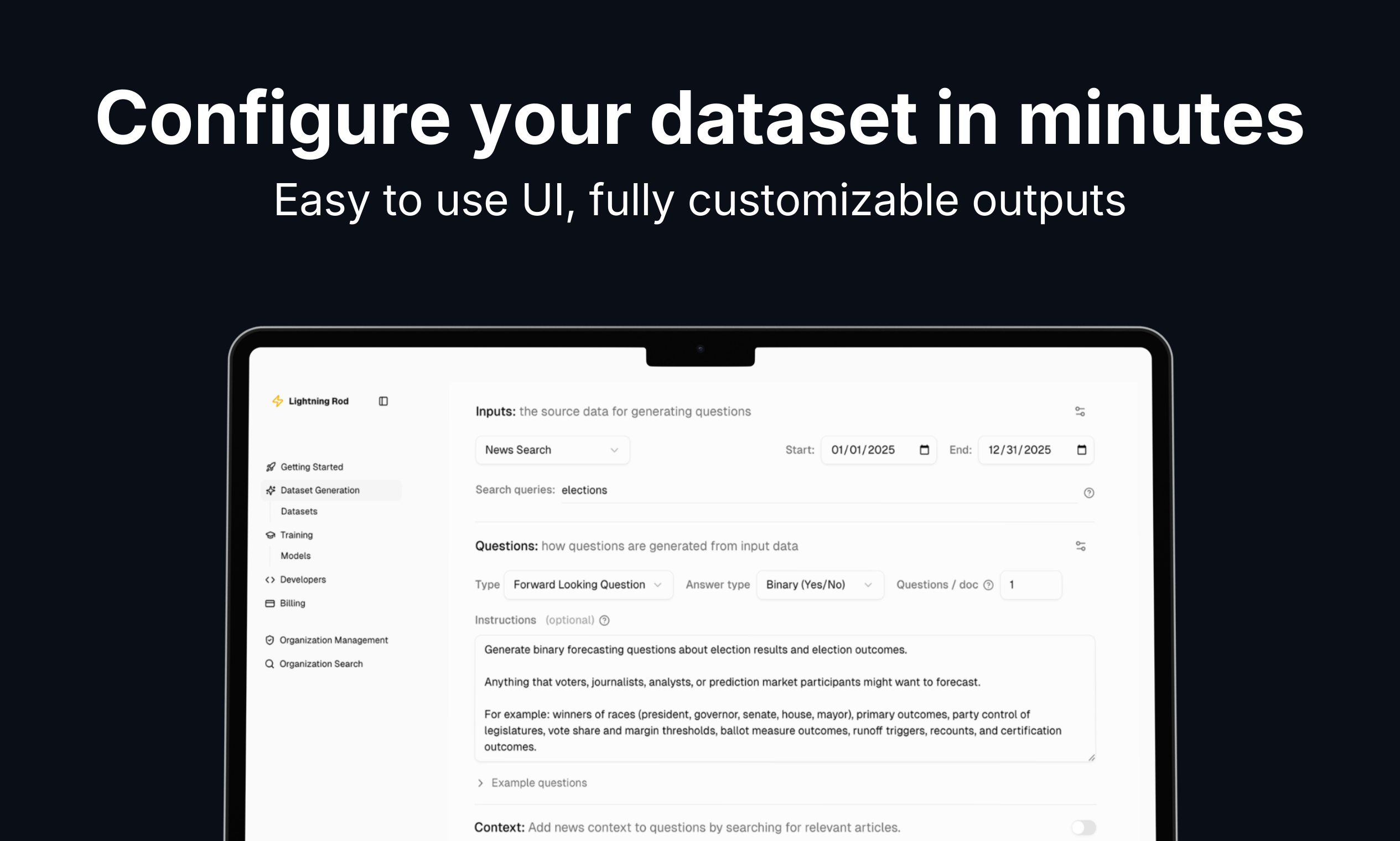 Lightning Rod: Training Data From News - Screenshot 3 showing product features and functionality
