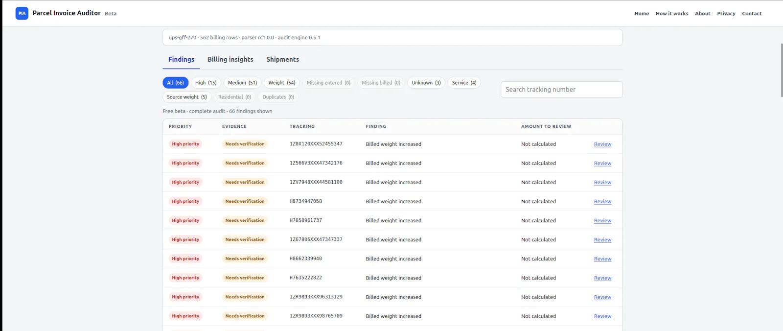 Parcel Invoice Auditor screenshot 3