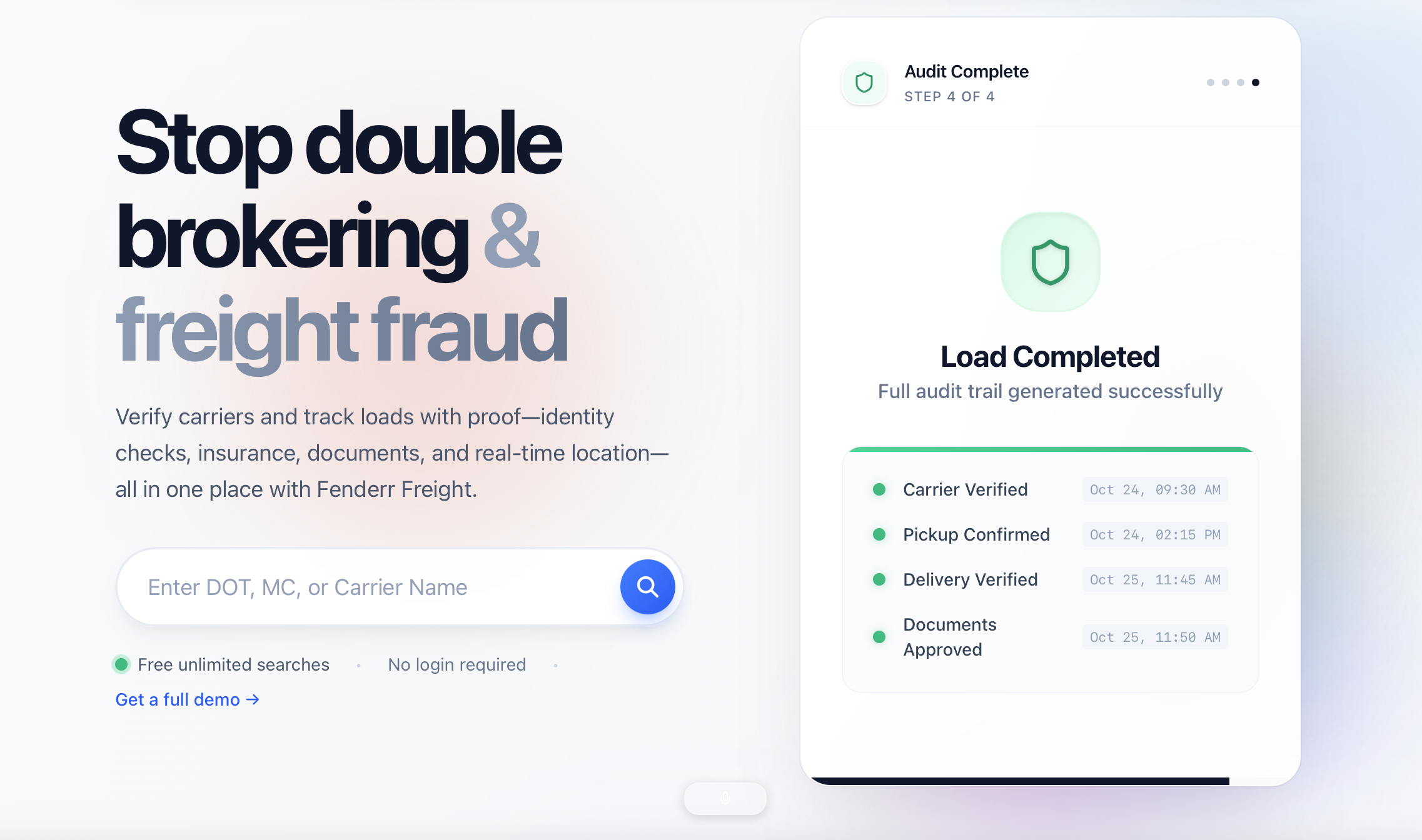 Fenderr Freight Carrier identity, solved gallery image