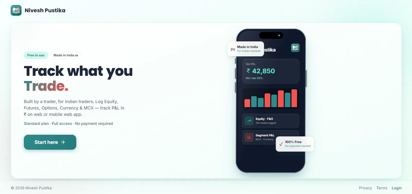 Nivesh Pustika — Track what you Trade screenshot 1