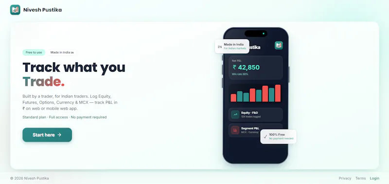 Nivesh Pustika — Track what you Trade screenshot 1