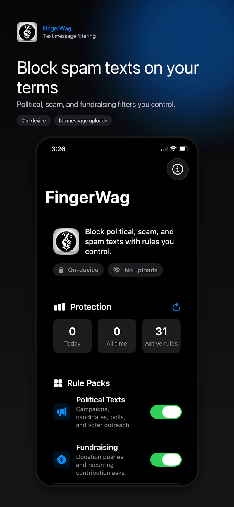 FingerWag: Block Spam Texts screenshot 2