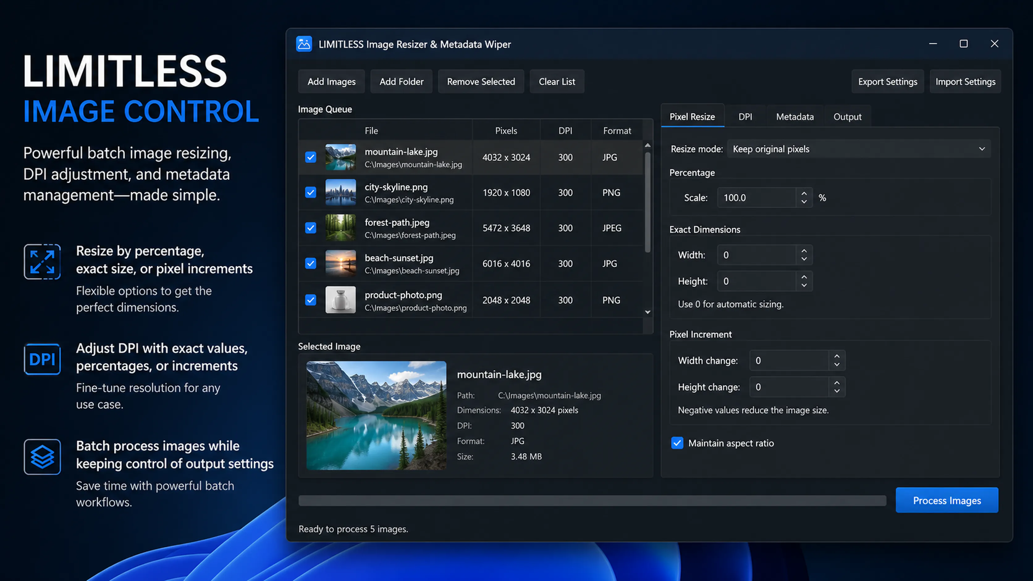 LIMITLESS Image Resizer & Metadata Wiper gallery image