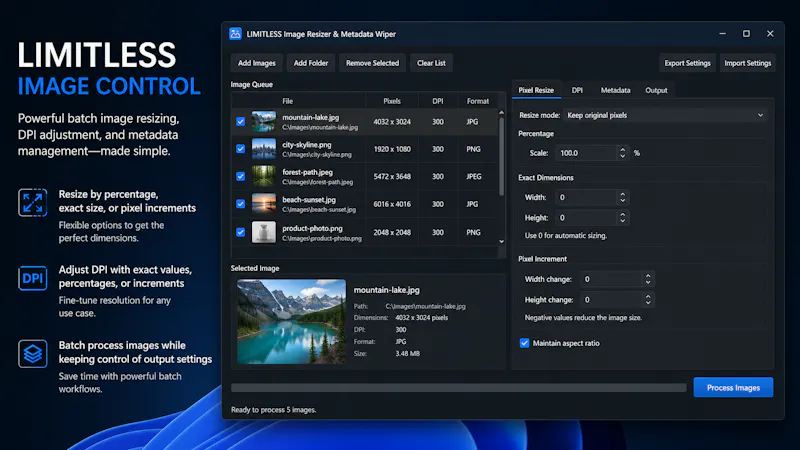 LIMITLESS Image Resizer & Metadata Wiper screenshot 4
