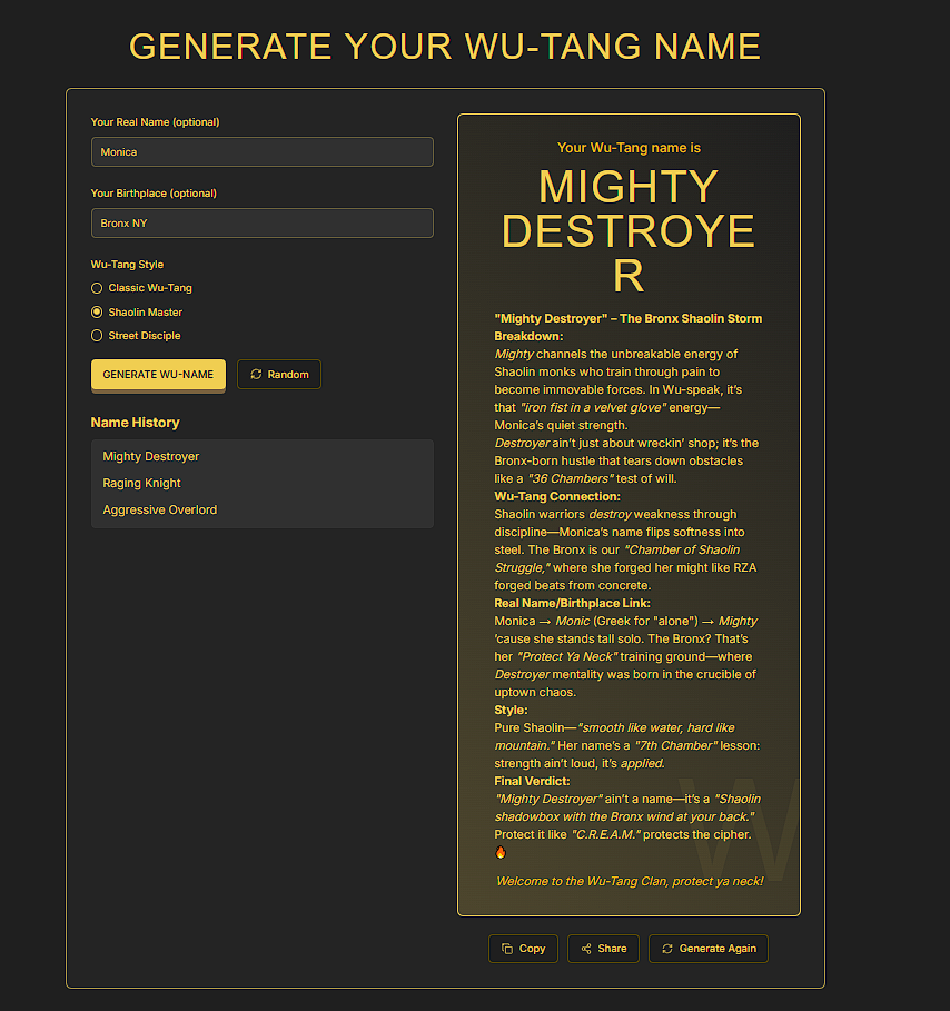 Wu-Tang Name Generator gallery image