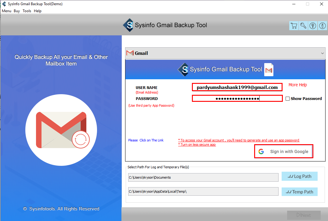 SysInfo Gmail вложения загрузчика media 2
