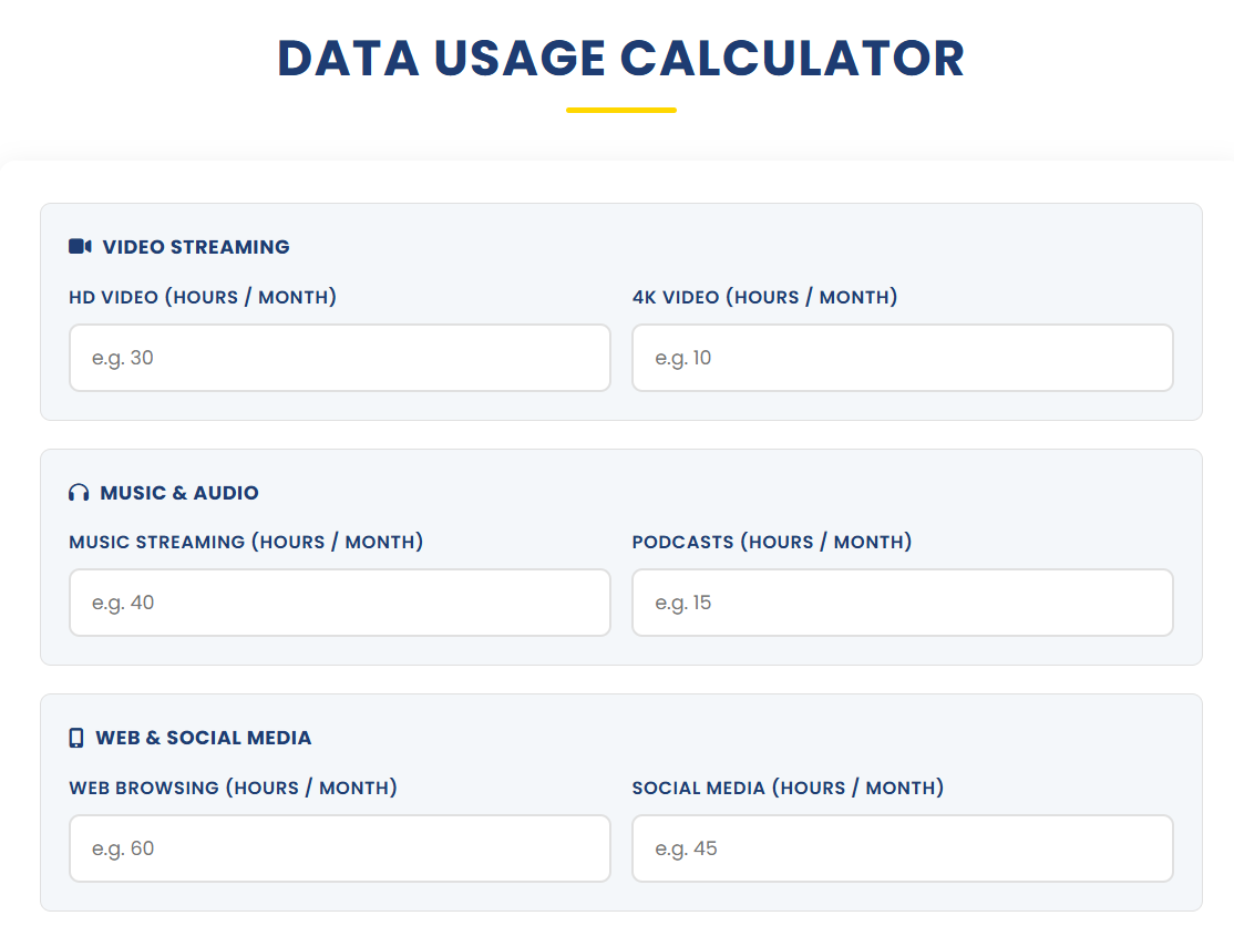 Free Data Usage Calculator gallery image