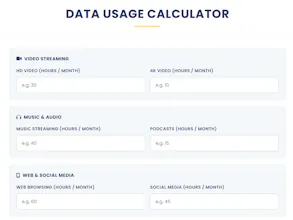 Free Data Usage Calculator gallery image