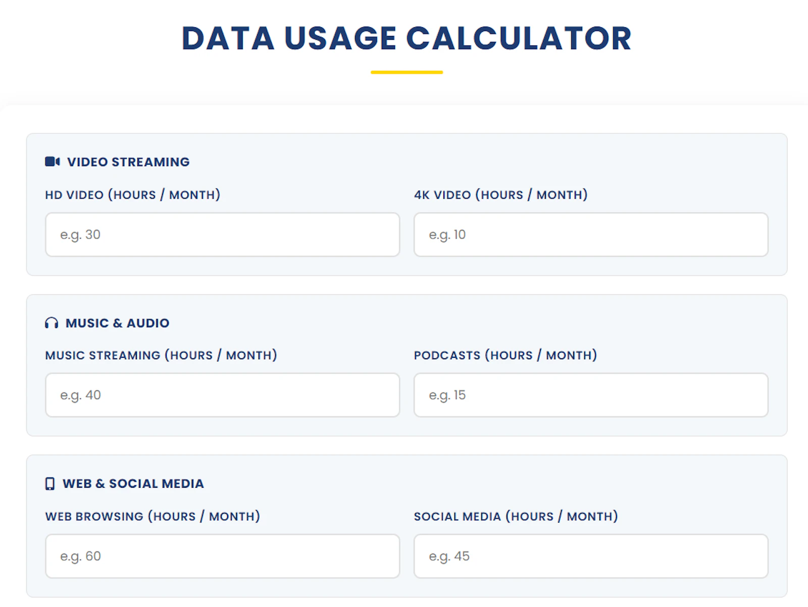 Free Data Usage Calculator screenshot 1