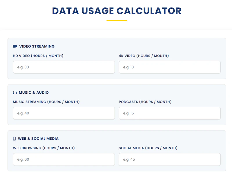 Free Data Usage Calculator screenshot 1