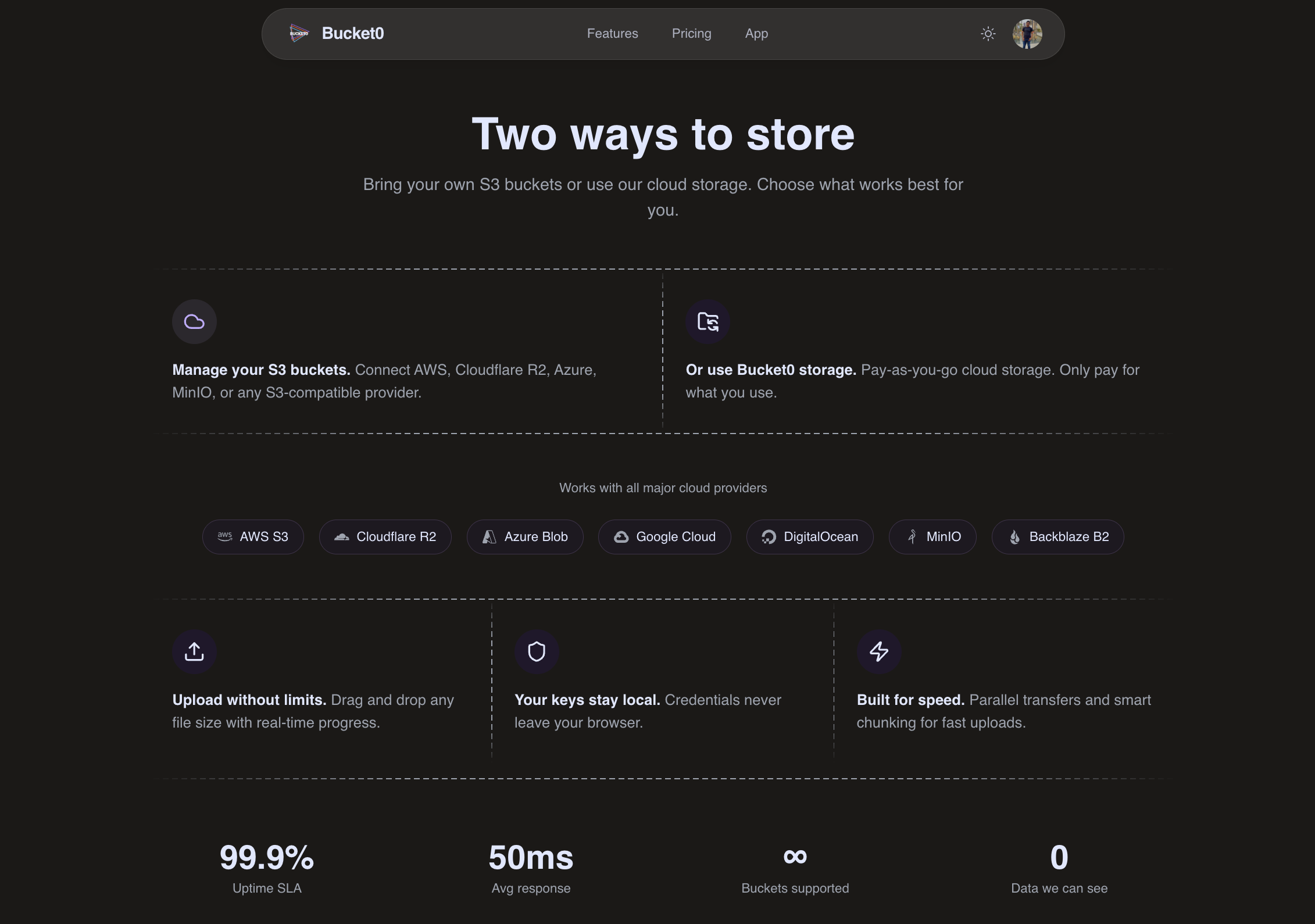Bucket0 - Screenshot 4 showing product features and functionality