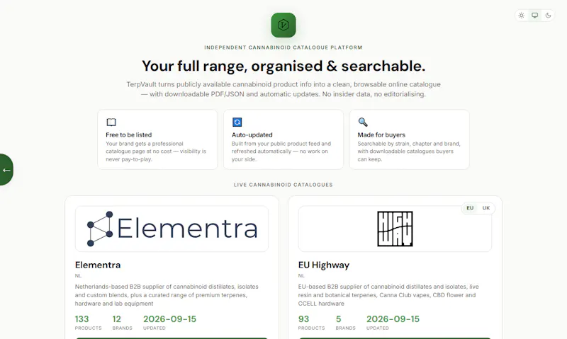Terpene Supplier Catalogues — TerpVault screenshot 1
