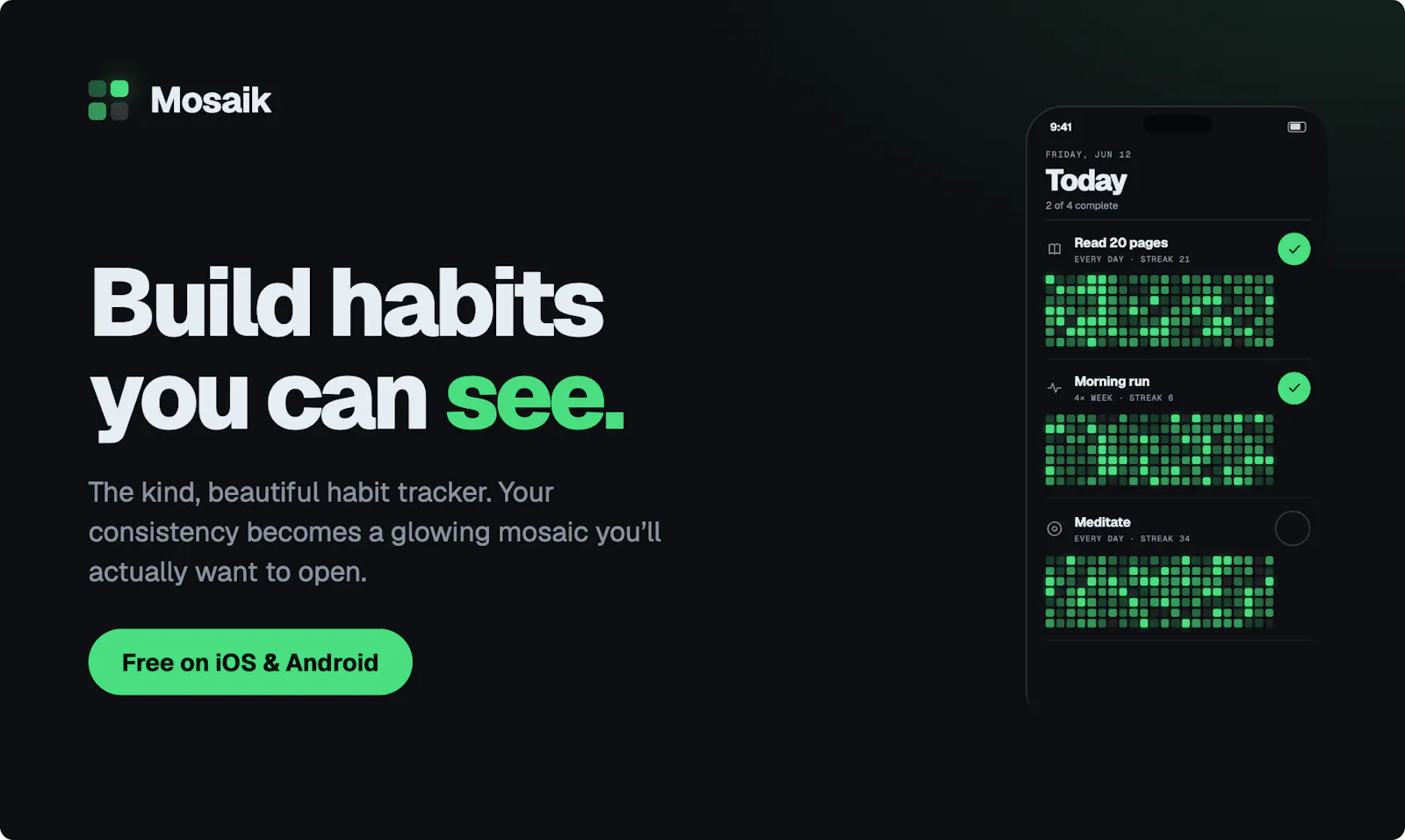 Mosaik — Habit Tracker You Can See screenshot 1