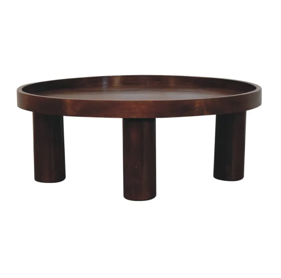 Solid Mango Wood Crescent Coffee Table 