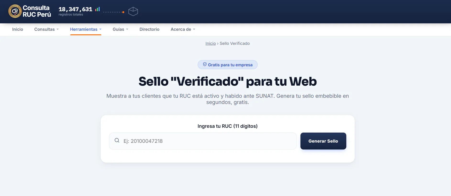 Consulta RUC Perú screenshot