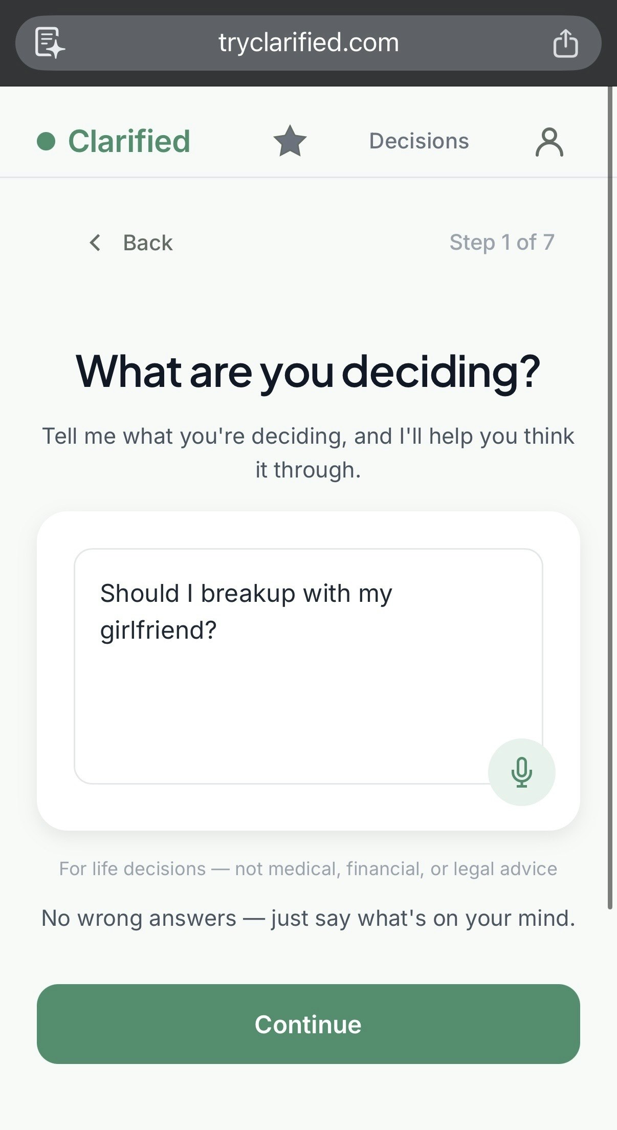 Clarified — Stop overthinking - Screenshot 4 showing product features and functionality