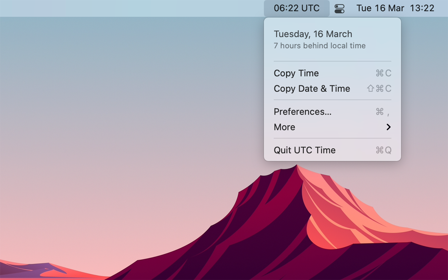 mac add utc clock to menu bar