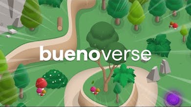 &ldquo;Buenoverse logo em um fundo colorido.&rdquo;