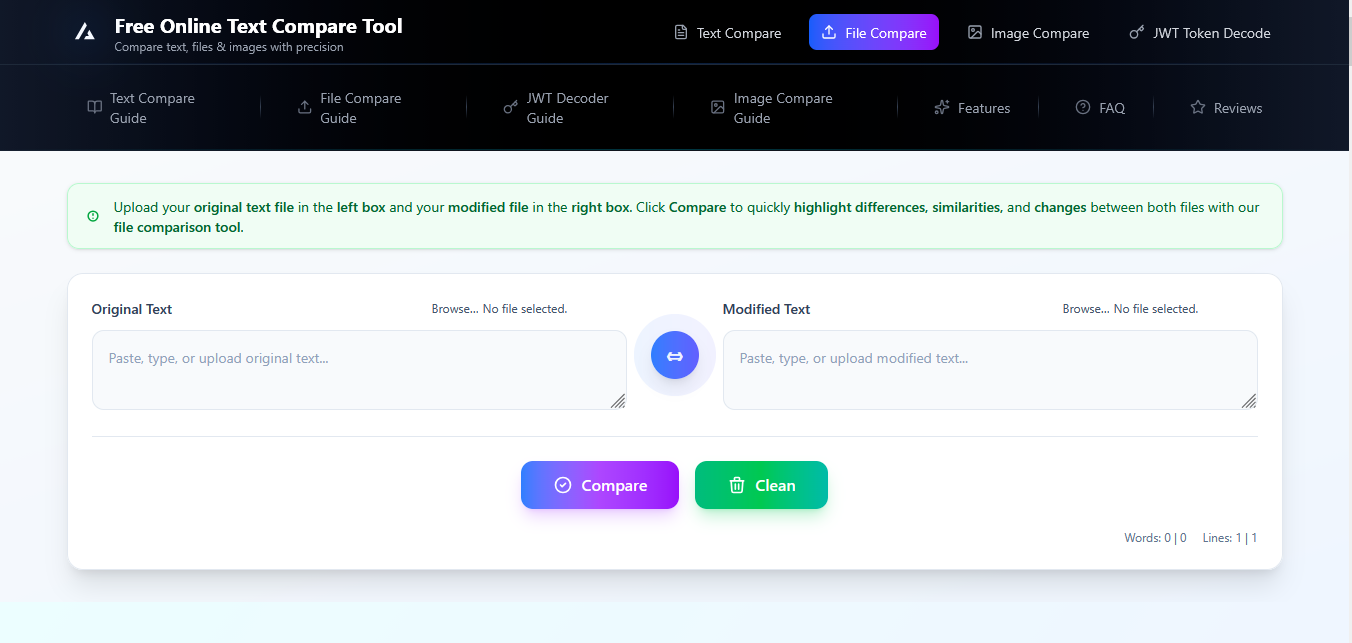Free Online Text Compare Tool gallery image