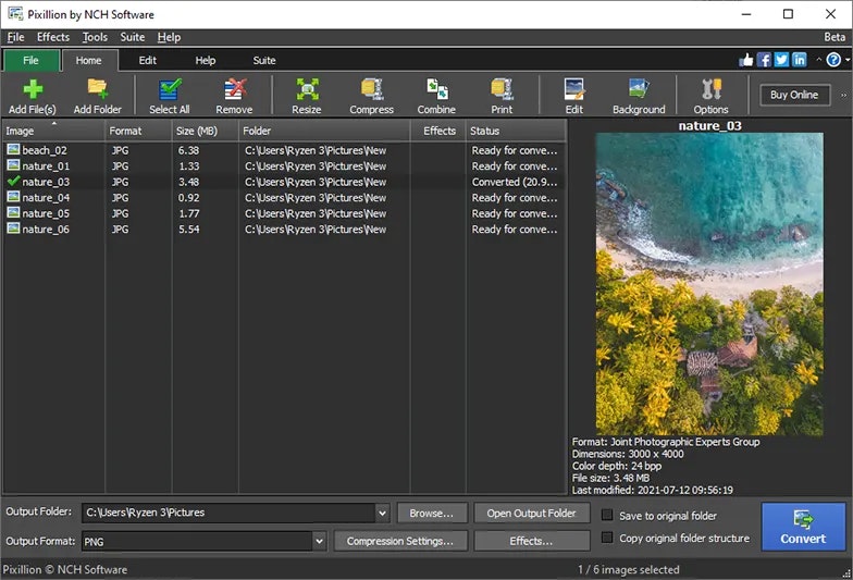 Pixillion Image Converterソフトウェア - JPG、PNG、GIF、その他多くの画像形式を変換しますメディア5