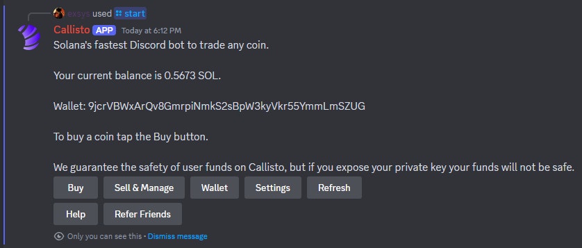 Callisto - 불화를위한 Solana의 가장 빠른 거래 봇 및 암호화 지갑 미디어 1