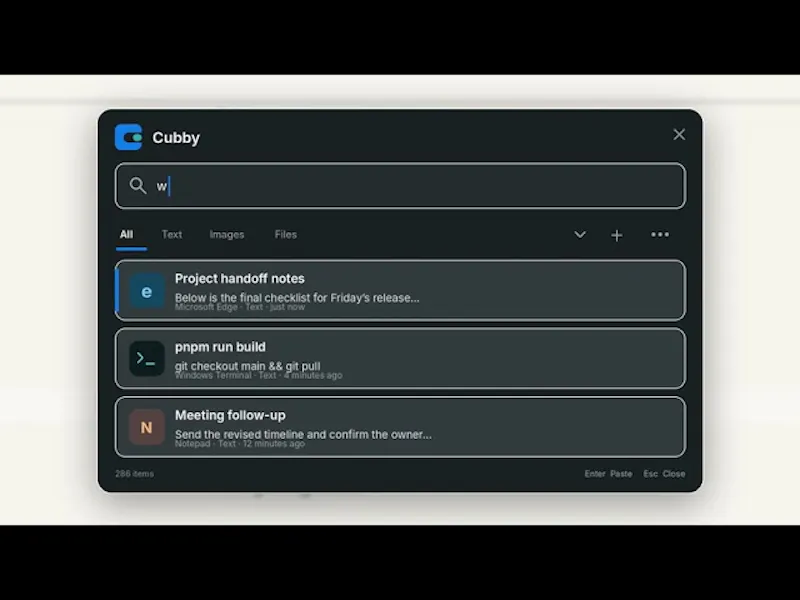 Cubby Clipboard screenshot 1 (video preview)