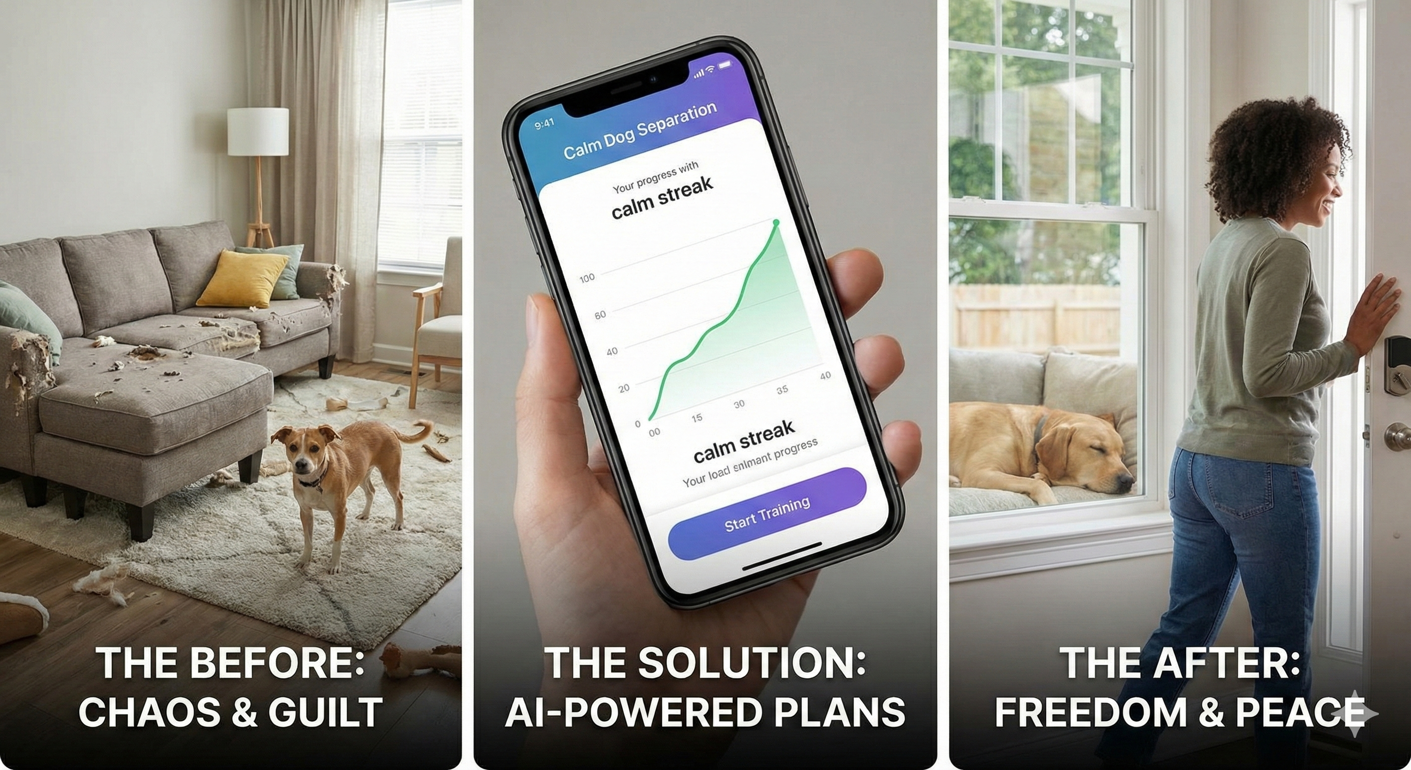 Calm Dog Separation - Main product screenshot demonstrating key features and user interface