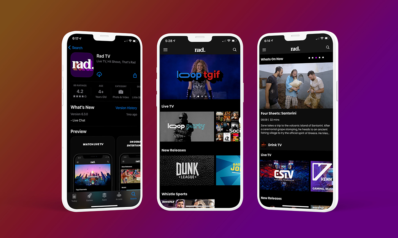 Rad - Free live TV, premium hit shows with live chat | Product Hunt